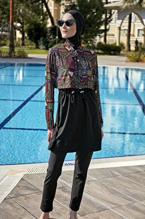 Remsa Önü Kapaklı Tam Kapalı Tesettür Mayo R115 Canan | XXL