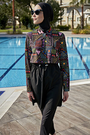 Remsa Önü Kapaklı Tam Kapalı Tesettür Mayo R115 Canan | M