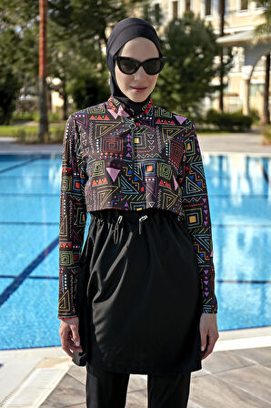 Remsa Önü Kapaklı Tam Kapalı Tesettür Mayo R115 Canan | M