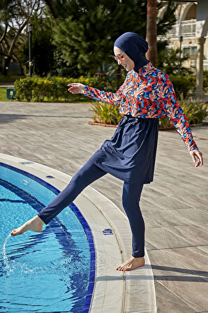 Remsa Tam Kapalı Tesettür Mayo R113 Batik | M