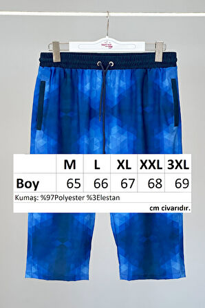 Remsa Erkek Havuz Deniz Uzun Kapri Şort Mayo RK001 Mavi | 3XL