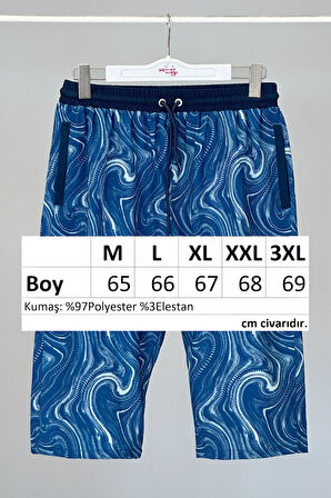 Remsa Erkek Havuz Deniz Uzun Kapri Şort Mayo RK006 Lacivert Rüzgar | 3XL