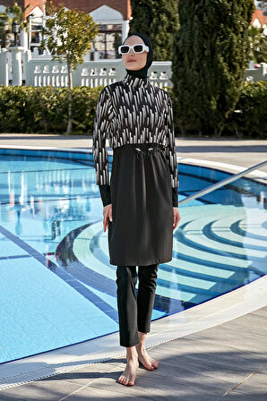 Remsa Paraşüt Spor Likra Tam Kapalı Tesettür Mayo R109 Elvan | XL