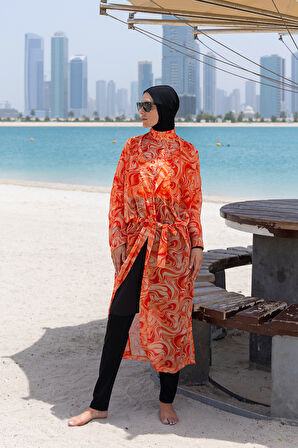 Remsa Tesettür Mayo Üzerine Tek Kaftan Kimono Pareo RP007 Melis | 1