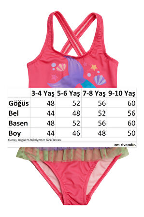 UV Korumalı Askılı Elbise Mayo Kız Çocuk Yüzücü Mayo 5217 Fuşya | 3-4 Yaş