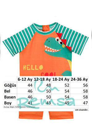 UV Korumalı Kısa Kollu Şortlu Tulum Bebek Yüzücü Mayo 5113 Turuncu | 6-12 AY