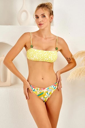 Aksesuarlı Soft Straplez Bikini Takım