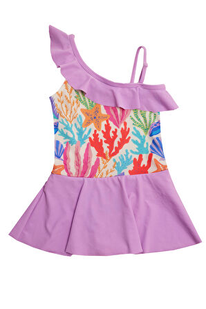 UV Korumalı Askılı Elbise Mayo Kız Çocuk Yüzücü Mayo 5225 Lila | 5-6 Yaş