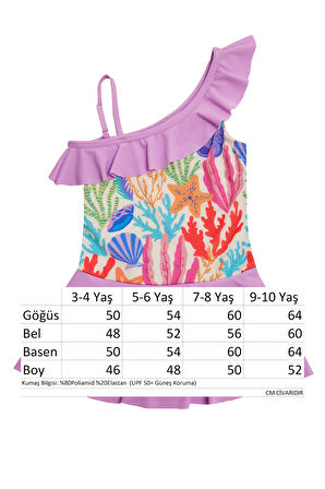 UV Korumalı Askılı Elbise Mayo Kız Çocuk Yüzücü Mayo 5225 Lila | 5-6 Yaş