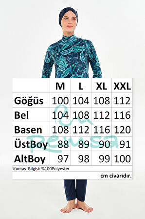 Yarım Desenli Likralı Tam Kapalı Tesettür Mayo 3121 Koyu Lacivert | XXL