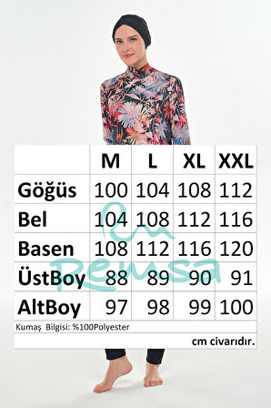 Yarım Desenli Likralı Tam Kapalı Tesettür Mayo 3123 Siyah | XL