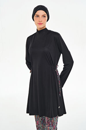Bol Paça Likralı Tam Kapalı Tesettür Mayo 3125 Siyah | M