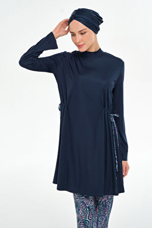 Bol Paça Likralı Tam Kapalı Tesettür Mayo 3125 Koyu Lacivert | L