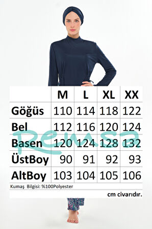 Bol Paça Likralı Tam Kapalı Tesettür Mayo 3125 Koyu Lacivert | XXL