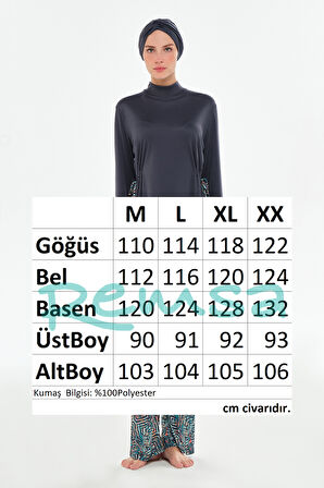 Bol Paça Likralı Tam Kapalı Tesettür Mayo 3125 Antrasit | XXL