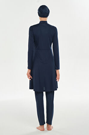 Likralı Tam Kapalı Uzun Tesettür Mayo 3128 Koyu Lacivert05 | XXL