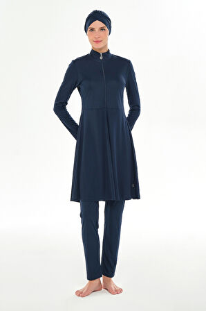 Likralı Tam Kapalı Uzun Tesettür Mayo 3128 Koyu Lacivert05 | XXL