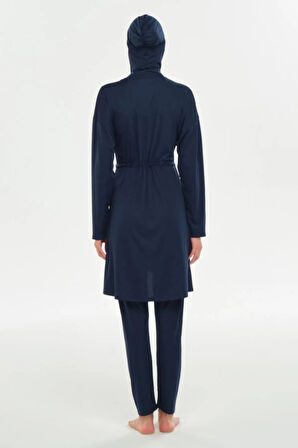 Rozamay 253132 Opal Lacivert Tam Boy Lycralı Dijital Desen Tesettür Mayo