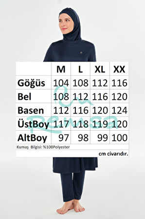 Tam Boy Likralı Tam Kapalı Uzun Tesettür Mayo 3133 Koyu Lacivert04 | XXL