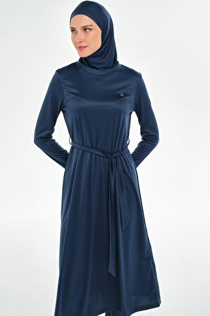 Tam Boy Likralı Tam Kapalı Uzun Tesettür Mayo 3133 Açık Lacivert03 | M
