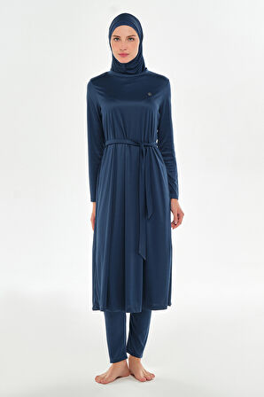 Tam Boy Likralı Tam Kapalı Uzun Tesettür Mayo 3133 Açık Lacivert03 | L