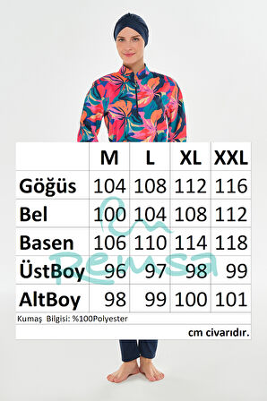 Tam Kapalı Tesettür Mayo Yarım Desenli 3403 Koyu Lacivert | L