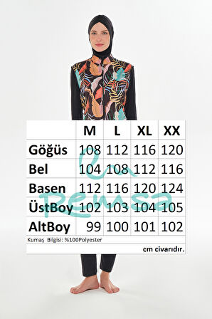 Tam Kapalı Tesettür Mayo 3302 Siyah | XXL