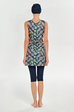 Sıfır Kol Yarı Kapalı Mayo 3607 Koyu Lacivert | XL