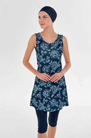 Sıfır Kol Yarı Kapalı Mayo 3609 Koyu Lacivert | M