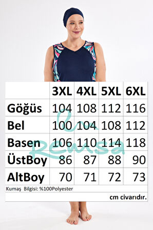 Büyük Beden Sıfır Kollu Yarı Kapalı Mayo 3806 Koyu Lacivert | 4XL