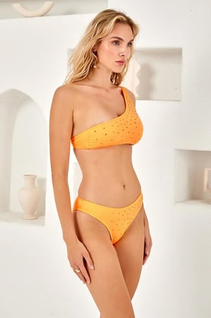 Tek Omuz Taş Baskılı Bikini Takım 