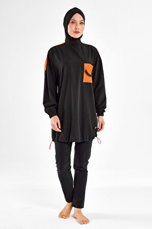 Spor Likra Tam Kapalı Tesettür Mayo 1201 Siyah12 | S