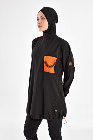 Spor Likra Tam Kapalı Tesettür Mayo 1201 Siyah12 | XL