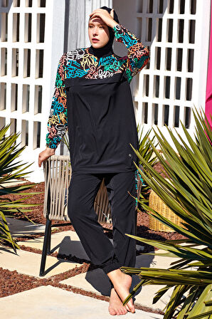 Spor Likra Tam Kapalı Tesettür Mayo 1207 Siyah08 | L