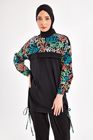 Spor Likra Tam Kapalı Tesettür Mayo 1207 Siyah08 | L