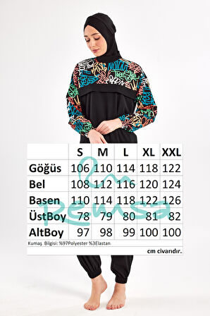 Spor Likra Tam Kapalı Tesettür Mayo 1207 Siyah08 | L