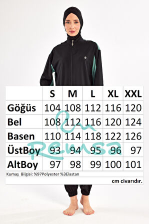 Spor Likra Tam Kapalı Tesettür Mayo 1210 Siyah13 | S