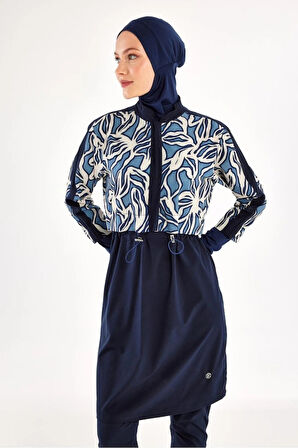 Adasea 251213 Feyra  Lacivert  Tam Boy Kapalı Tasarım  Tesettür Mayo