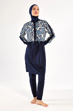 Adasea 251213 Feyra  Lacivert  Tam Boy Kapalı Tasarım  Tesettür Mayo