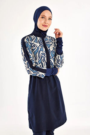 Adasea 251213 Feyra  Lacivert  Tam Boy Kapalı Tasarım  Tesettür Mayo