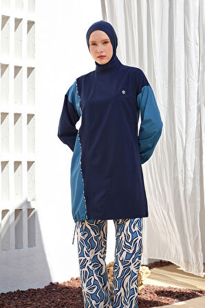 Spor Likra Tam Kapalı Tesettür Mayo 1219 Lacivert02 | XL
