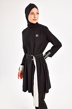 Spor Likra Tam Kapalı Tesettür Mayo 1221 Siyah14 | XL