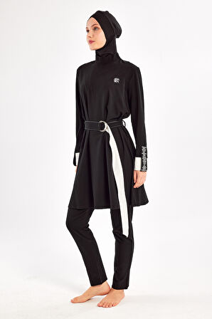 Spor Likra Tam Kapalı Tesettür Mayo 1221 Siyah14 | XXL