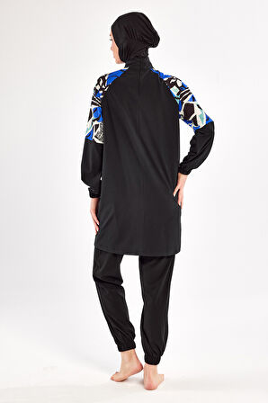 Spor Likra Tam Kapalı Tesettür Mayo 1225 Siyah11 | XL