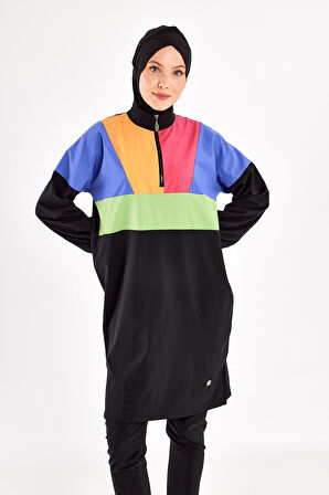 Spor Likra Tam Kapalı Tesettür Mayo 1226 Siyah09 | M