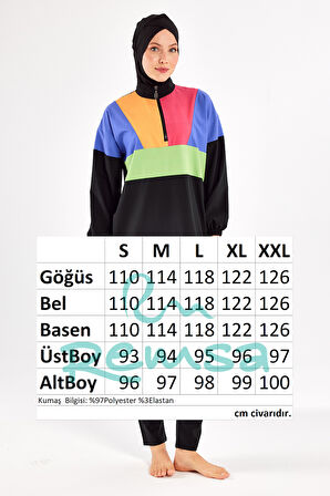 Spor Likra Tam Kapalı Tesettür Mayo 1226 Siyah09 | M