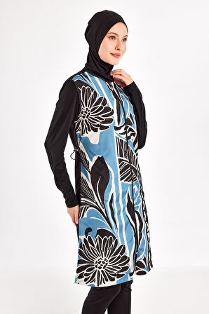 UV Korumalı Tam Kapalı Tesettür Mayo 1303 Siyah03 | XL