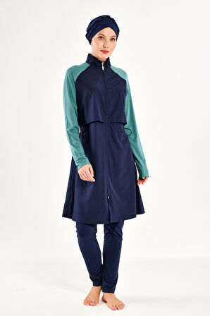 Reglan Kol Tam Kapalı Tesettür Mayo Debbıe 1405 Lacivert01 | S