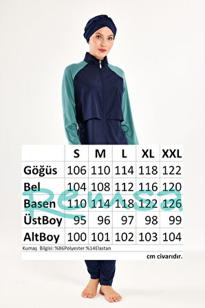 Reglan Kol Tam Kapalı Tesettür Mayo Debbıe 1405 Lacivert01 | M