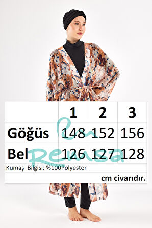 UV Korumalı Mayo Üzerine Tek Pareo Kimono 1708 Bej | 2